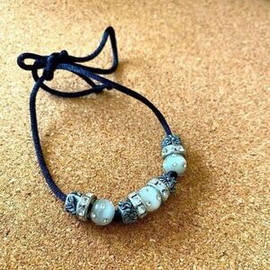 Beads and cord tie bracelet retro 90s Y2K style
